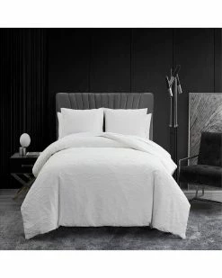 Vera Wang Abstract Crinkle Cotton Jacquard Duvet Cover Set Home Duvet Inserts & Duvets
