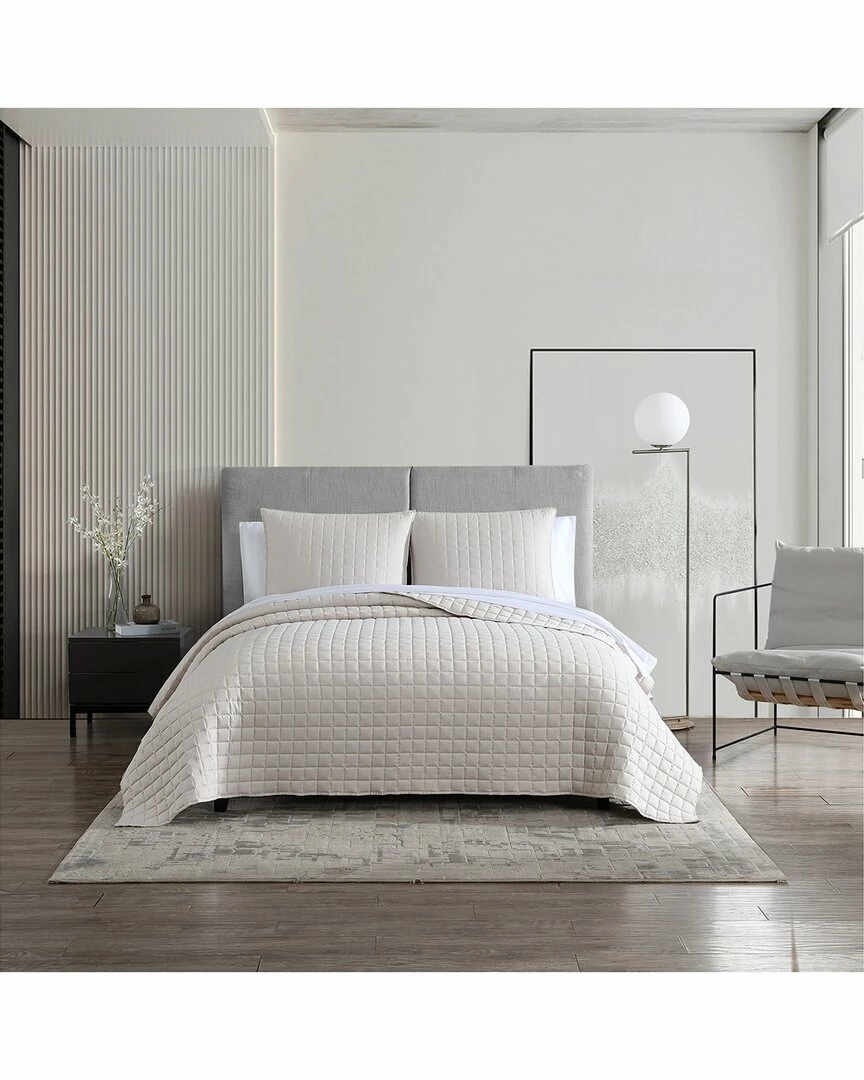 Vera Wang Grid Stitch Sateen Reversible Quilt Set Home Comforters & Quilts