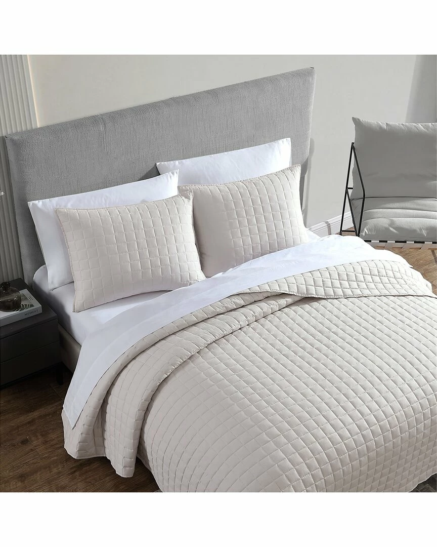 Vera Wang Grid Stitch Sateen Reversible Quilt Set Home Comforters & Quilts - Image 6