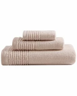 Vera Wang Sculpted Pleat Solid Terry 3Pc Towel Set Home Bath Towels