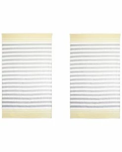 Vera Wang Awning Stripe Cotton Terry Beach Towel Set Yarn-Dye Stripe Home Beach Towels