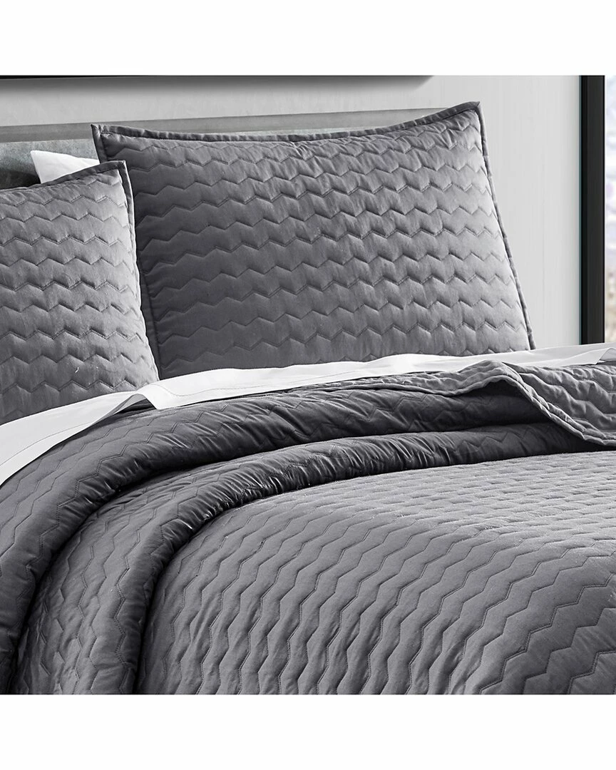 Vera Wang Stitch Of Cotton Sateen Reversible Quilt Set Home Comforters & Quilts - Image 2