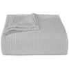Vera Wang Waffleweave Open Grey Blanket Home Blankets & Throws