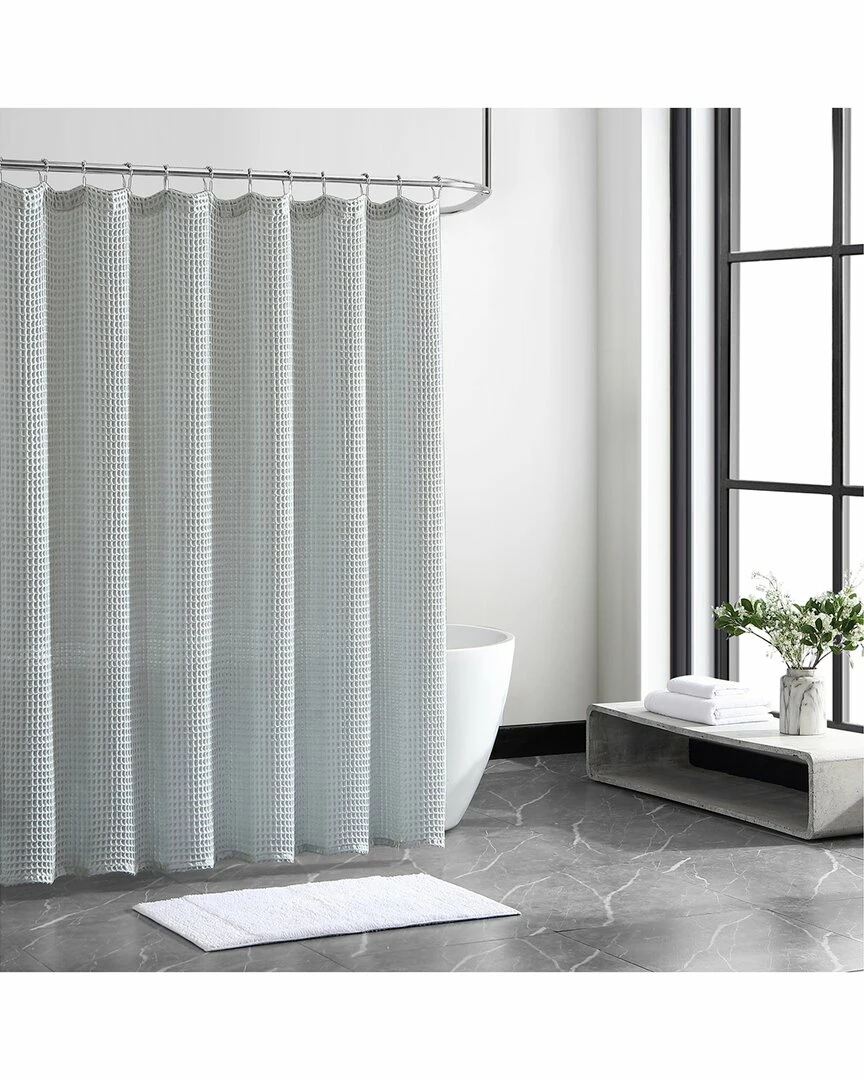 Vera Wang Marled Waffle Cotton Blend Shower Curtain Home Bath Mats & Curtains